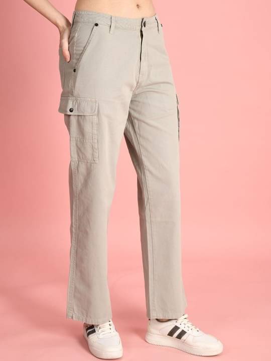     			IVOC Women Classic Straight Fit Mid-Rise Cargo Trousers