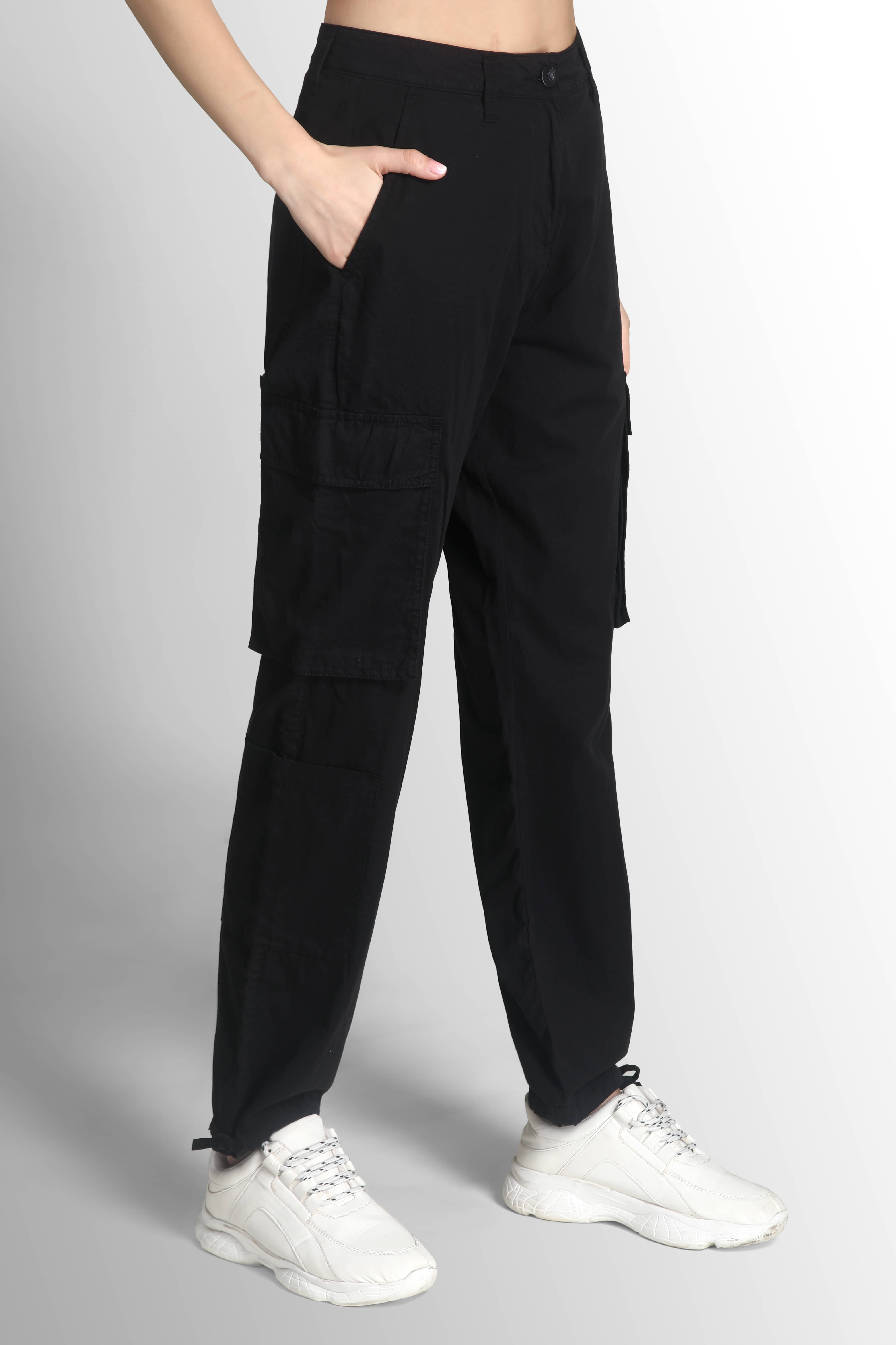 IVOC Women Classic High-Rise Cargos Trousers - Trousers | Buy online on ZillyBuy