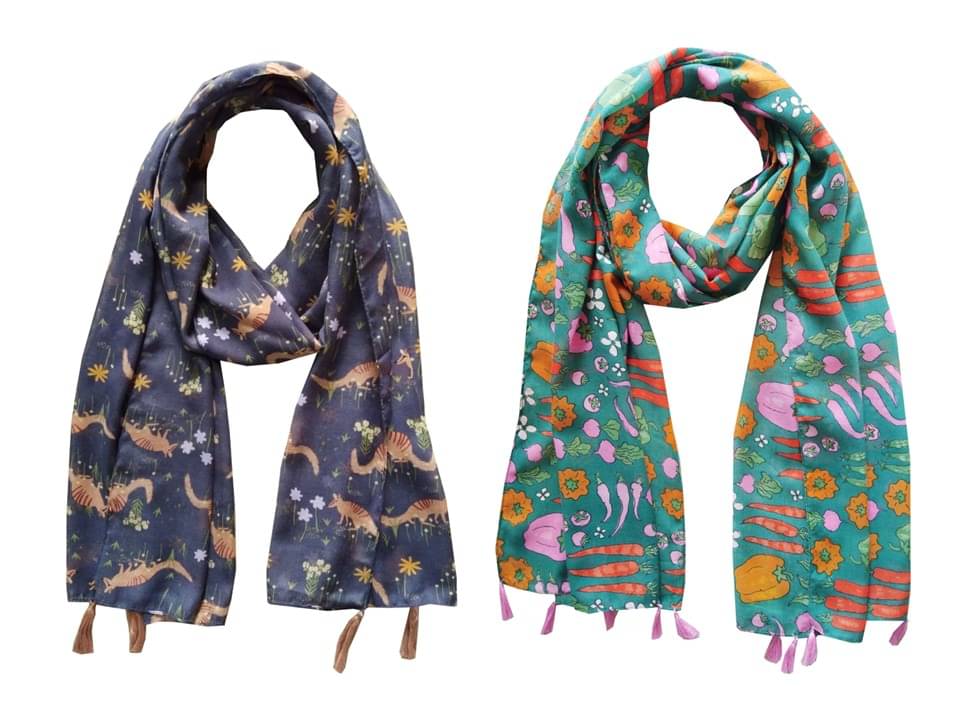     			JVNINE Multicolor Polyester Women's Scarf ( Pack of 2 )