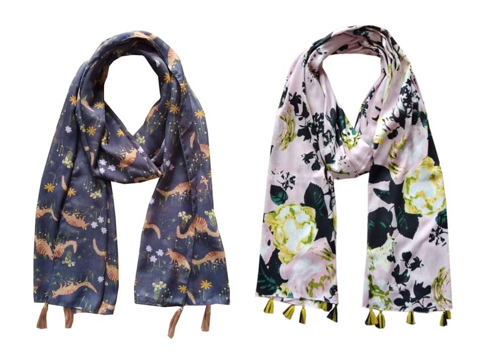     			JVNINE Multicolor Polyester Women's Scarf ( Pack of 2 )