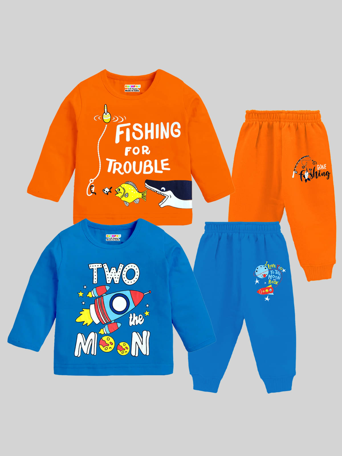     			Kuchipoo Pack of 2 Baby Boys Cotton Blend T-Shirt & Trackpants Set ( Multicolor 5 )