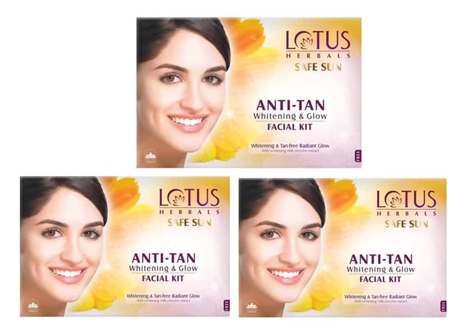 Lotus Herbals SAFE SUN Anti-Tan Whitening & Glow Facial Kit 40g (Pack of 3) Lotus Herbals SAFE SUN Anti-Tan Whitening & Glow Facial Kit 40g (Pack of 3)