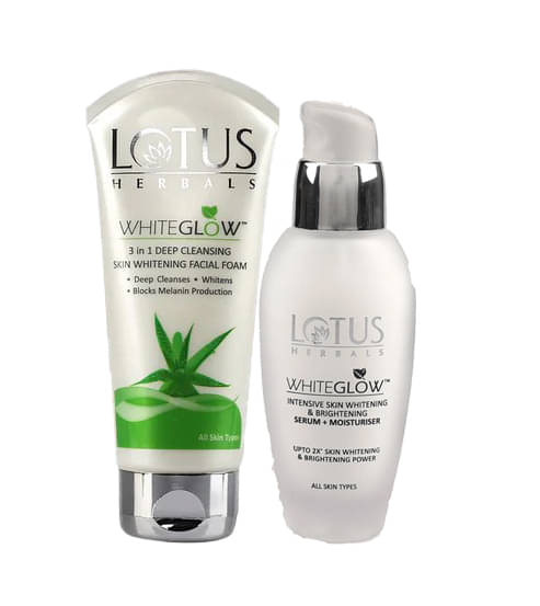 Lotus Herbals Whiteglow 3 In 1 Deep Facial Foam 100gm , Intensive Serum 30ml (Pack of 2)     			Lotus Herbals Whiteglow 3 In 1 Deep Facial Foam 100gm , Intensive Serum 30ml (Pack of 2)