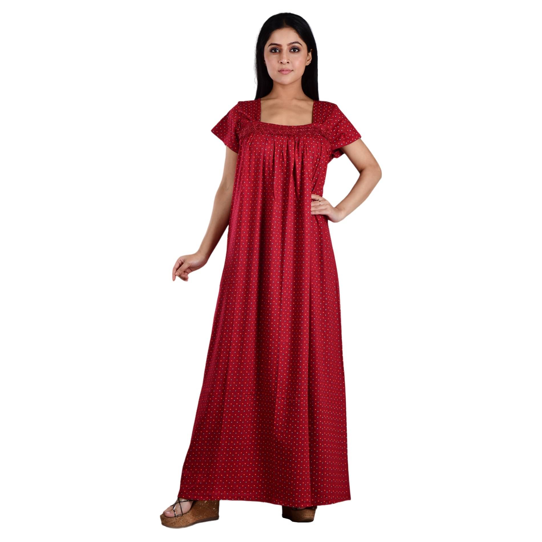 PIYALI'S CREATION WOMEN'S Maroon Hosiery Women's Nightwear Nighty & Night Gowns ( Pack of 1 )     			PIYALI'S CREATION WOMEN'S Maroon Hosiery Women's Nightwear Nighty & Night Gowns ( Pack of 1 )