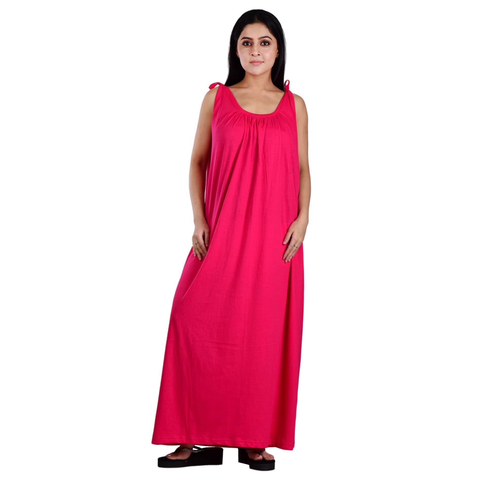 PIYALI'S CREATION WOMEN'S Pink Hosiery Women's Nightwear Nighty & Night Gowns ( Pack of 1 ) PIYALI'S CREATION WOMEN'S Pink Hosiery Women's Nightwear Nighty & Night Gowns ( Pack of 1 )