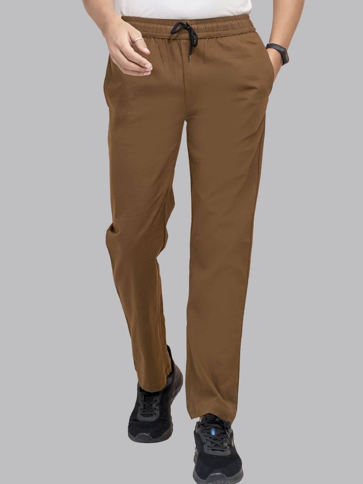     			QuaClo Regular Flat Men's Joggers - Brown ( Pack of 1 )