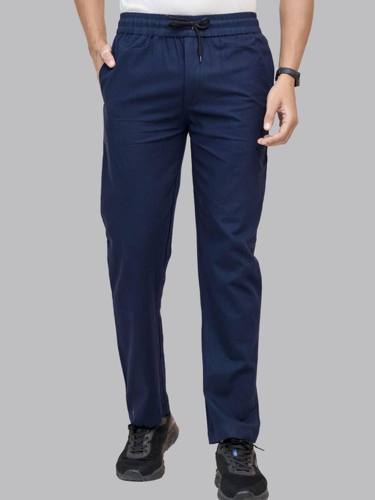 QuaClo Regular Flat Men's Joggers - Navy Blue ( Pack of 1 ) - Trousers | Buy online on ZillyBuy