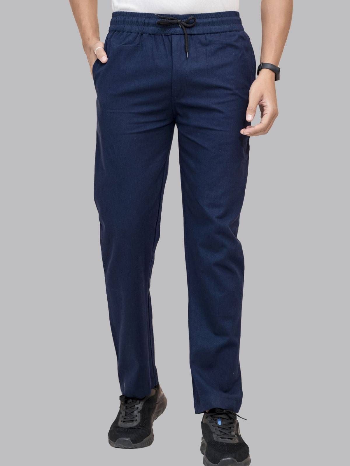     			QuaClo Regular Flat Men's Joggers - Navy Blue ( Pack of 1 )