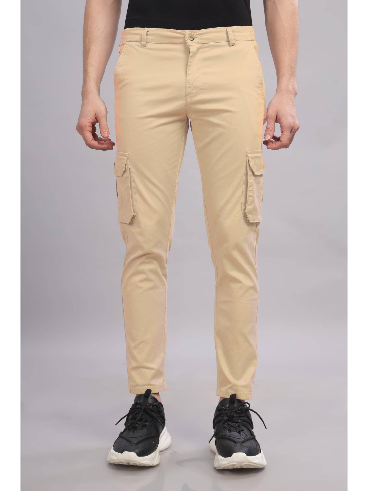     			RAGZO Slim Flat Men's Cargos - Khaki ( Pack of 1 )