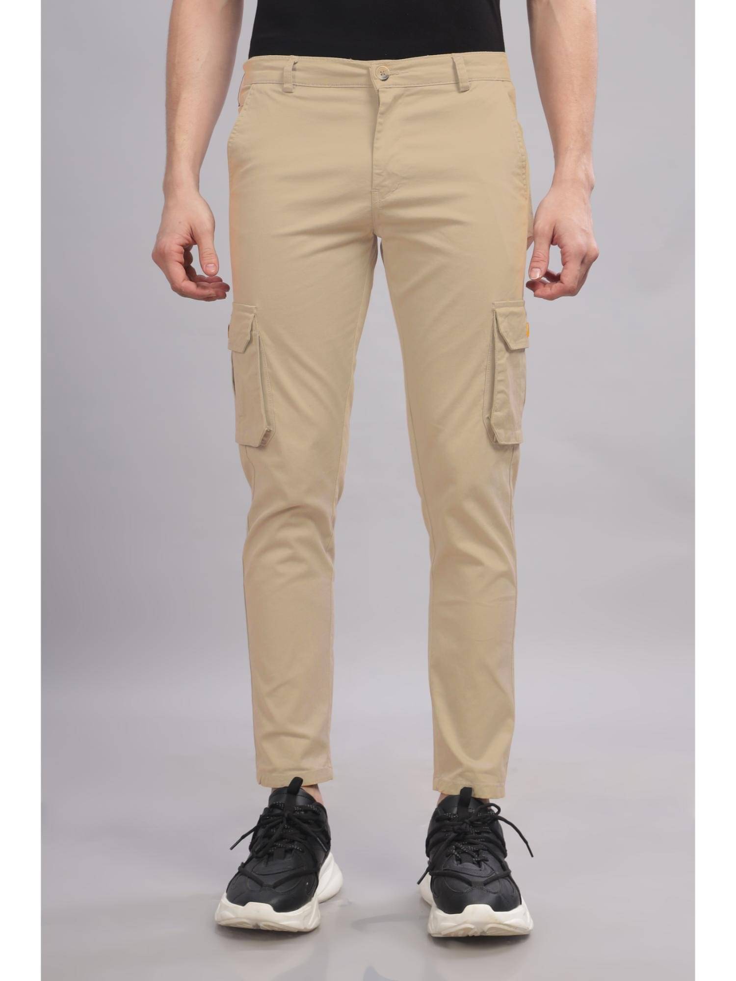     			RAGZO Slim Flat Men's Cargos - Beige ( Pack of 1 )