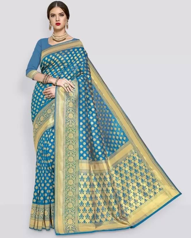     			Saadhvi Silk Woven Saree With Unstitched Blouse Piece ( Blue )