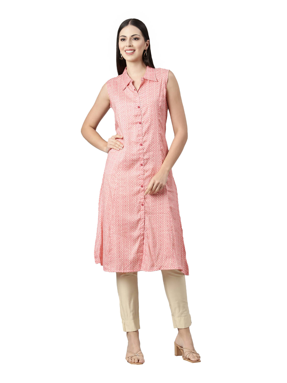 Samhitas Pack of 1 Rayon Printed Straight Women's Kurti - ( Pink ) Samhitas Pack of 1 Rayon Printed Straight Women's Kurti - ( Pink )