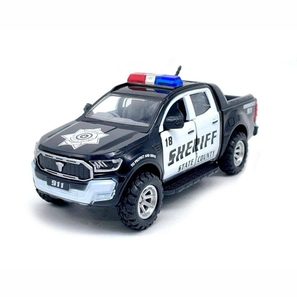     			Sheriff Police Car Pickup Truck with Pull and Go Police Car Toy for Kids, Toddler Boy, Toy Cars (Black)