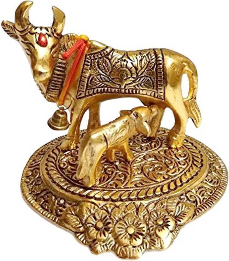 Shri Astha Vinayak Aluminium Cow and Calf Idol ( 12 cm ) Shri Astha Vinayak Aluminium Cow and Calf Idol ( 12 cm )