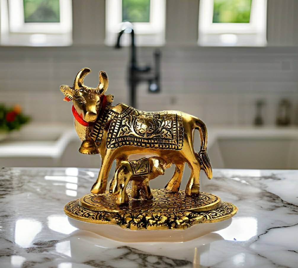 Shri Astha Vinayak Iron Cow and Calf Idol ( 7 cm ) Shri Astha Vinayak Iron Cow and Calf Idol ( 7 cm )