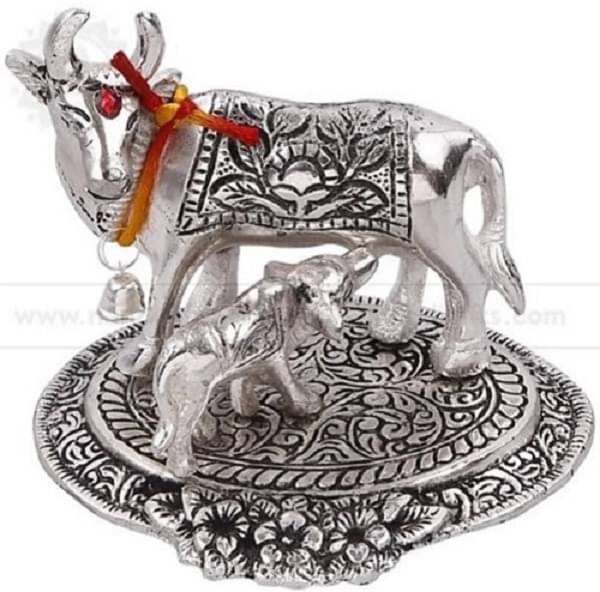 Shri Astha Vinayak Silverplated Cow and Calf Idol ( 12.5 cm ) Shri Astha Vinayak Silverplated Cow and Calf Idol ( 12.5 cm )