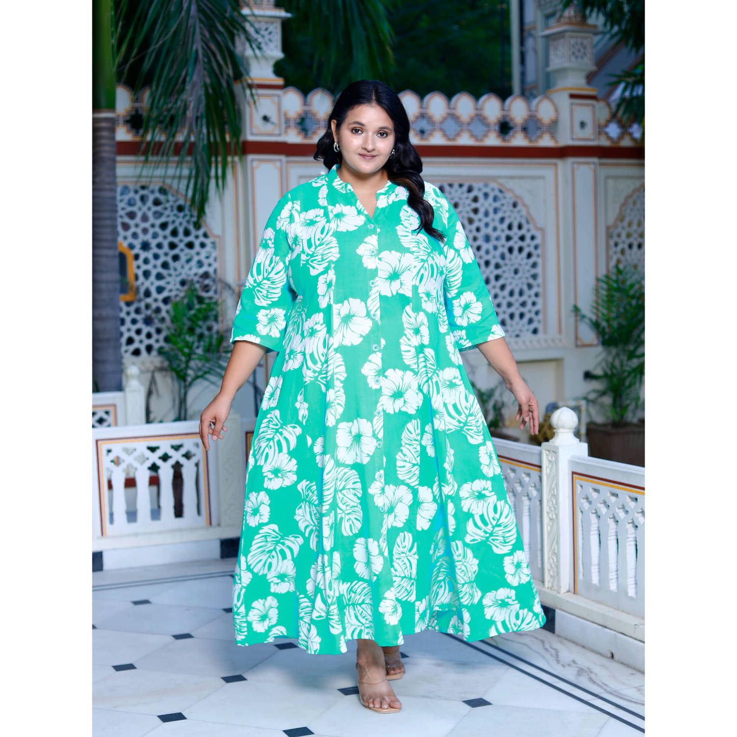     			Swasti Green A-line Cotton Blend Women's Semi Stitched Ethnic Gown ( Pack of 1 )