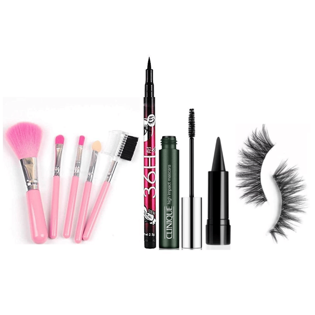     			swenky waterproof eyeliner mascara bold eye kajal & false eyelash (Pack of 5)