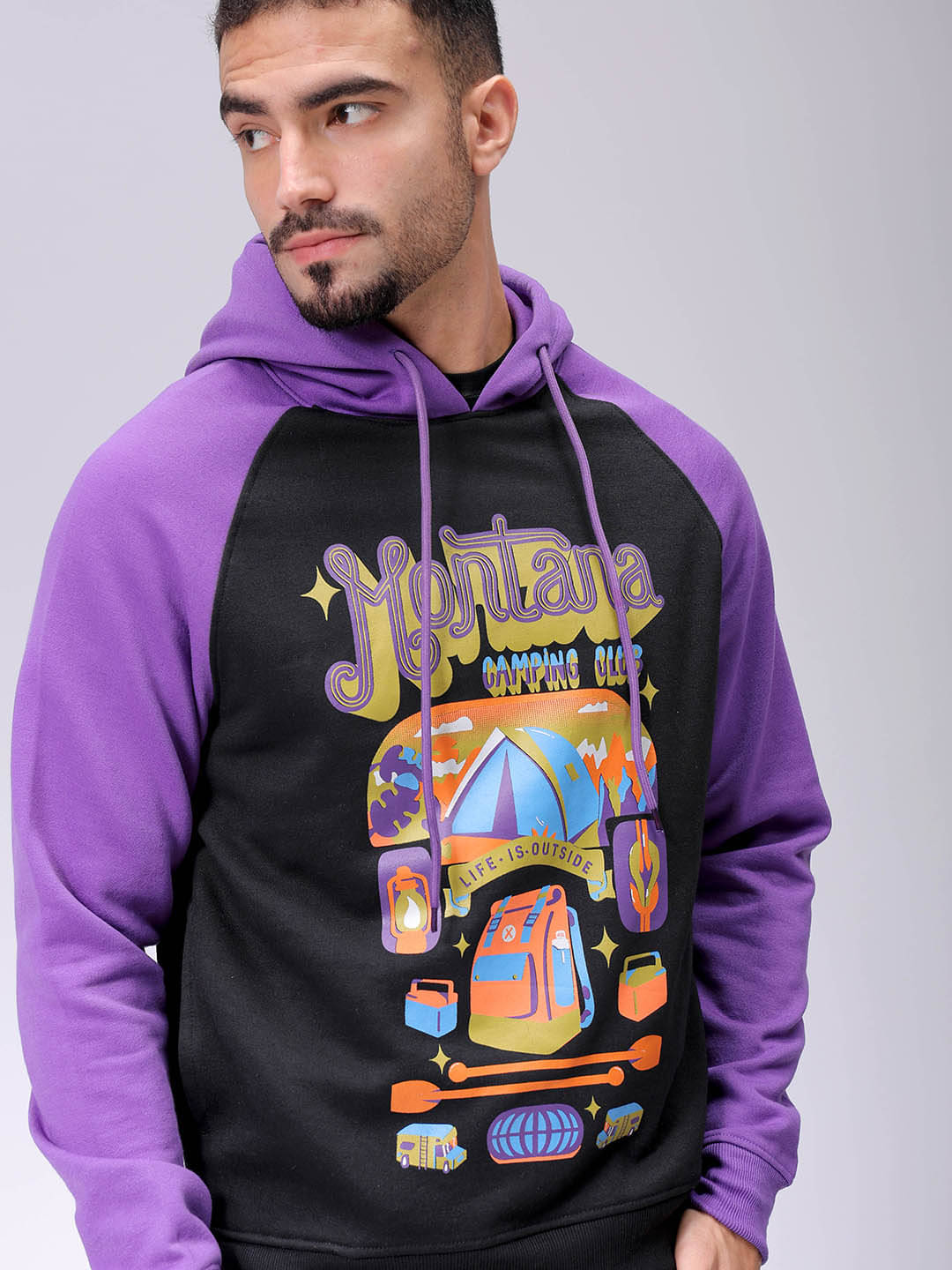     			The Indian Garage Co Men Printed Hooded Sweatshirt