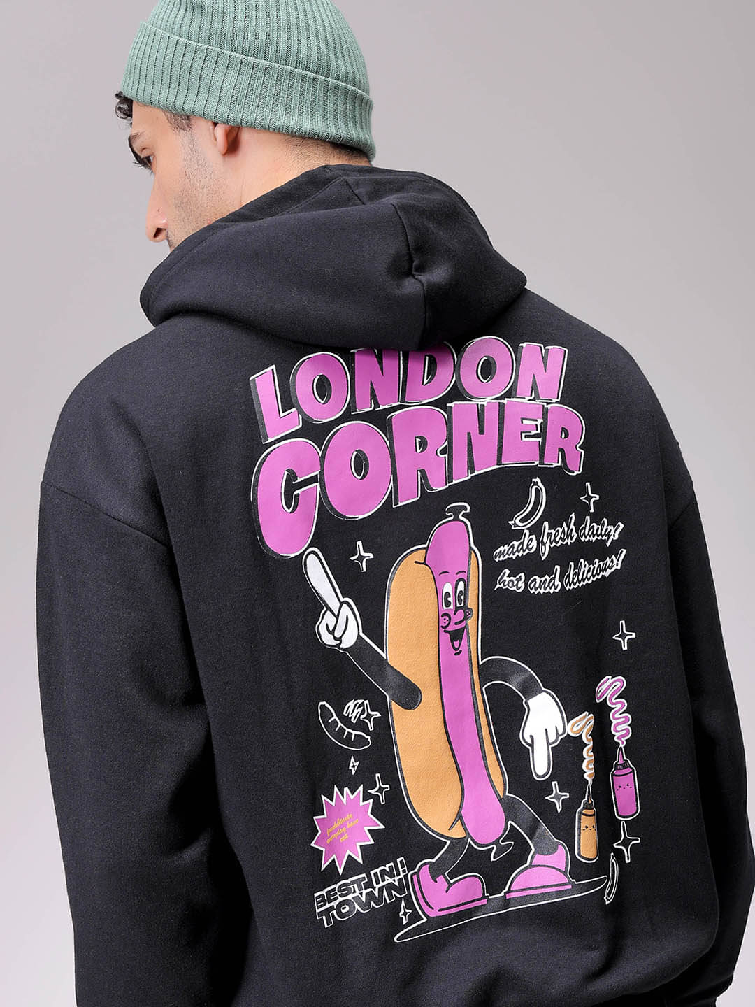     			The Indian Garage Co Men Printed Hooded Sweatshirt