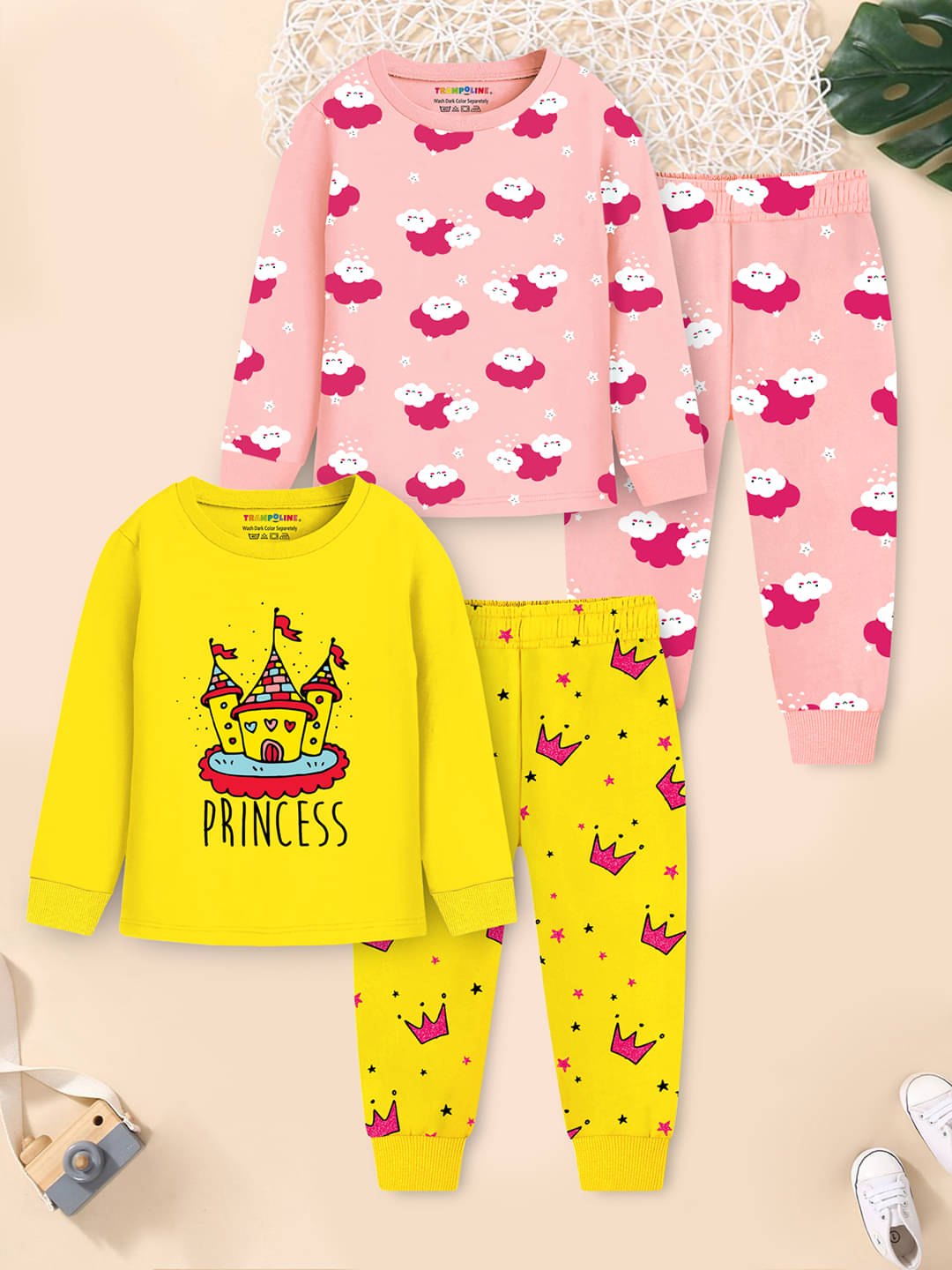     			Trampoline Pack of 2 Boys Cotton T-Shirt & Pants Set ( Pink )