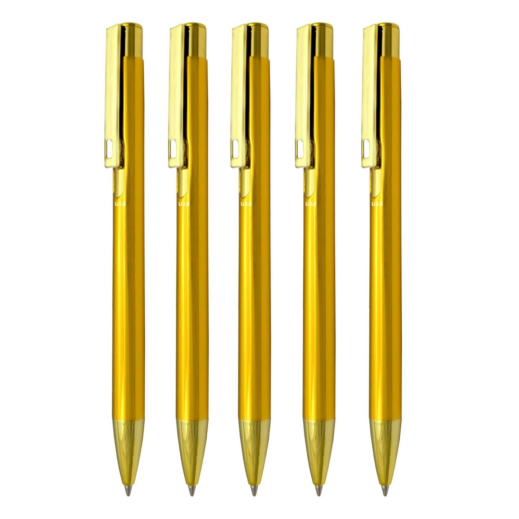 UJJi Shiny Gloss Finish Golden Colour Metal Pack of 5 Ball Pen UJJi Shiny Gloss Finish Golden Colour Metal Pack of 5 Ball Pen