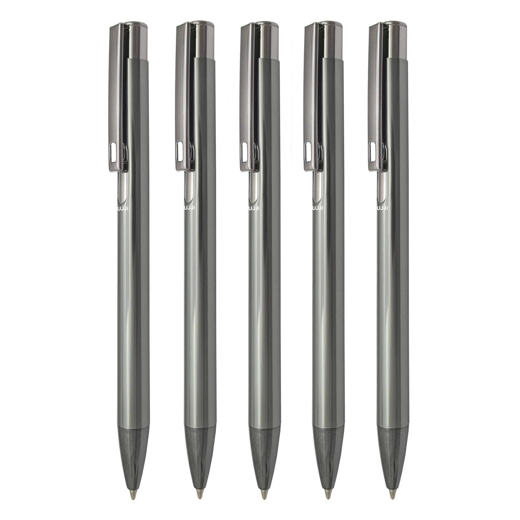 UJJi Shiny Gloss Finish Grey Colour Metal Pack of 5 Ball Pen UJJi Shiny Gloss Finish Grey Colour Metal Pack of 5 Ball Pen
