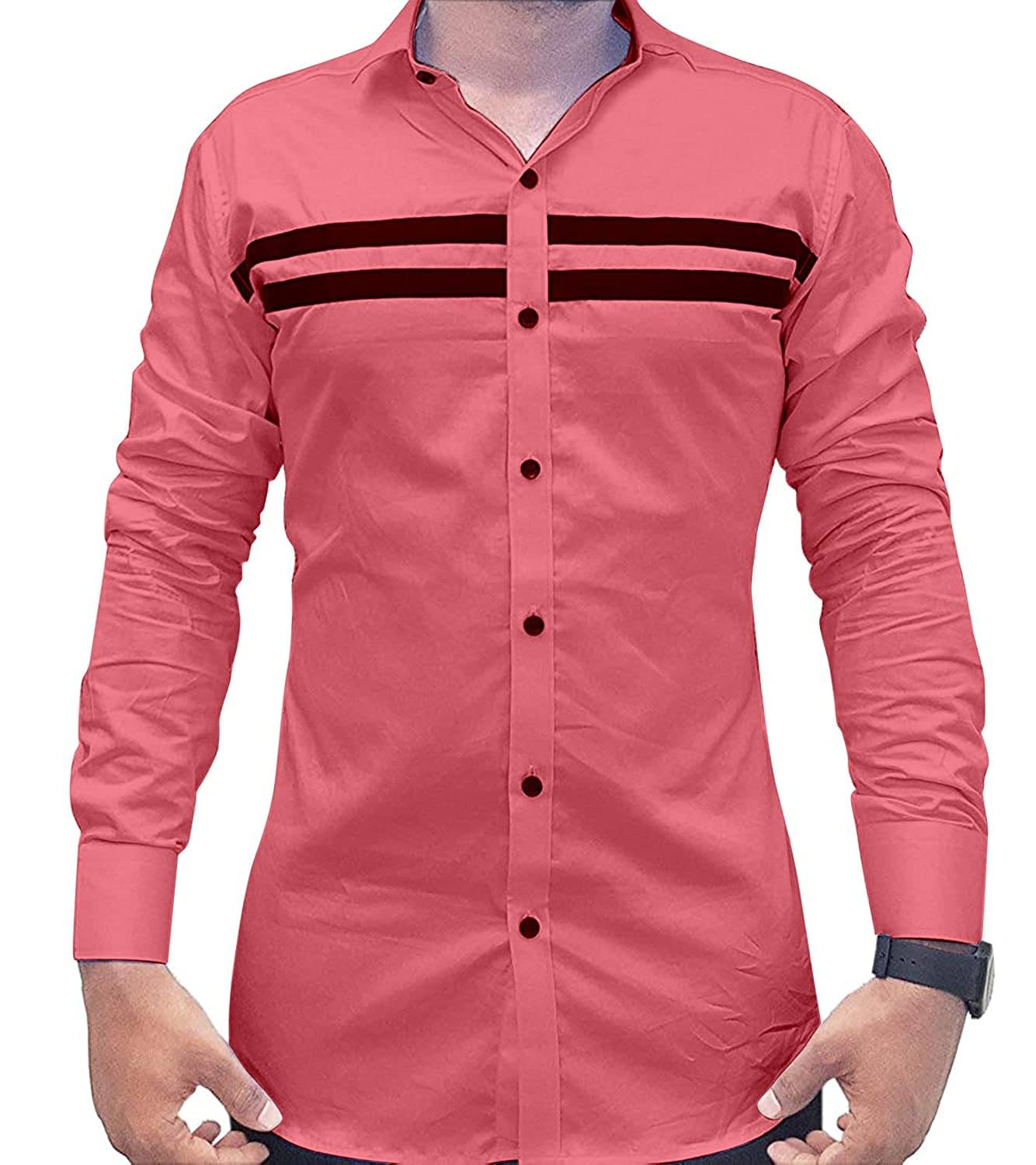     			VERTUSY Cotton Blend Regular Fit Striped Full Sleeves Men's Casual Shirt - Pink ( Pack of 1 )