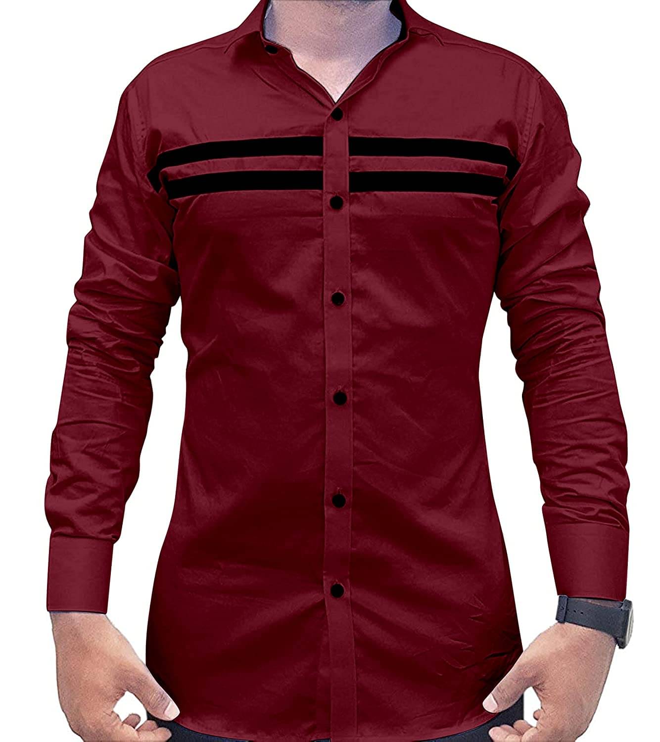     			VERTUSY Cotton Blend Regular Fit Striped Full Sleeves Men's Casual Shirt - Maroon ( Pack of 1 )