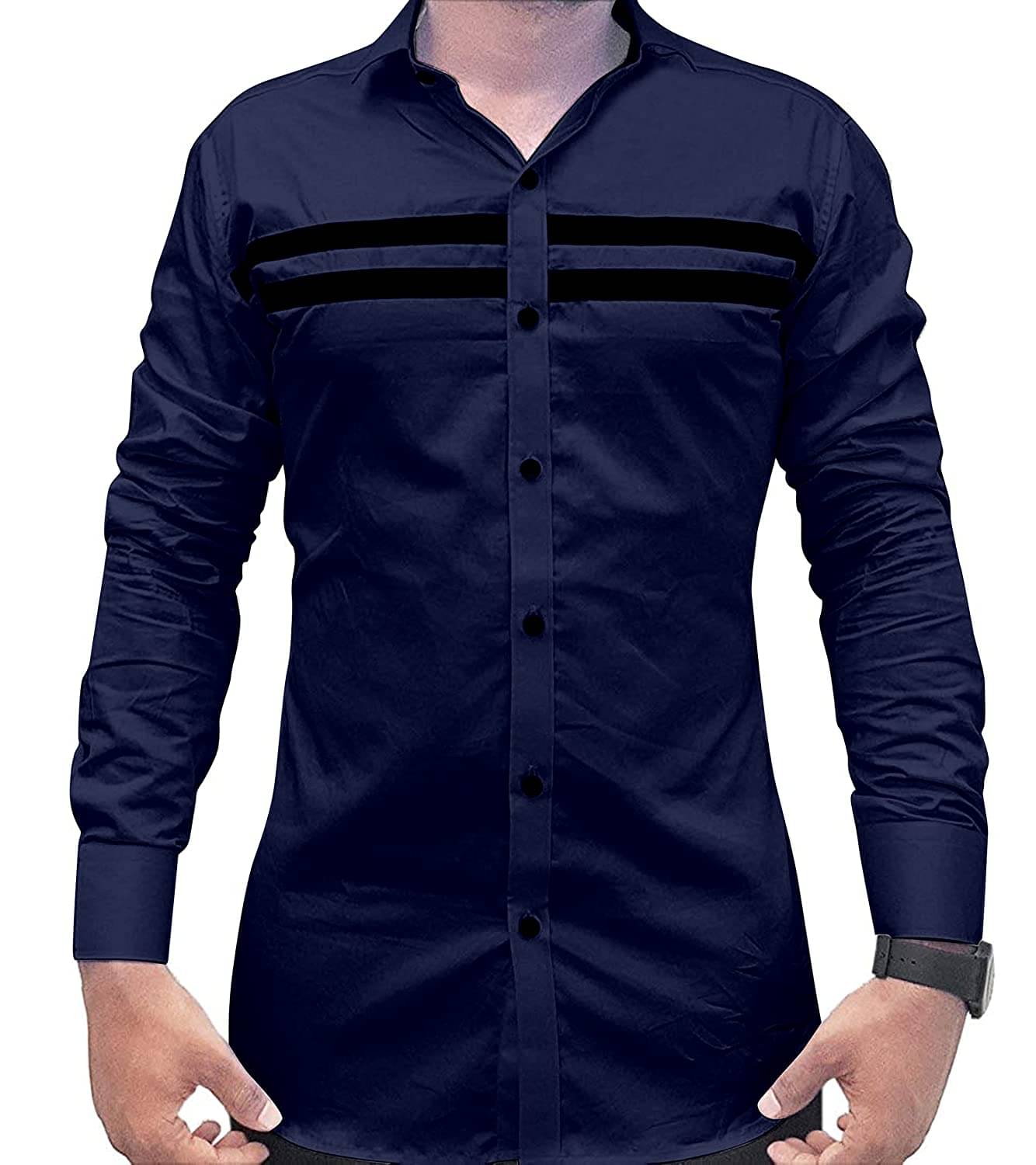     			VERTUSY Cotton Blend Regular Fit Striped Full Sleeves Men's Casual Shirt - Navy ( Pack of 1 )