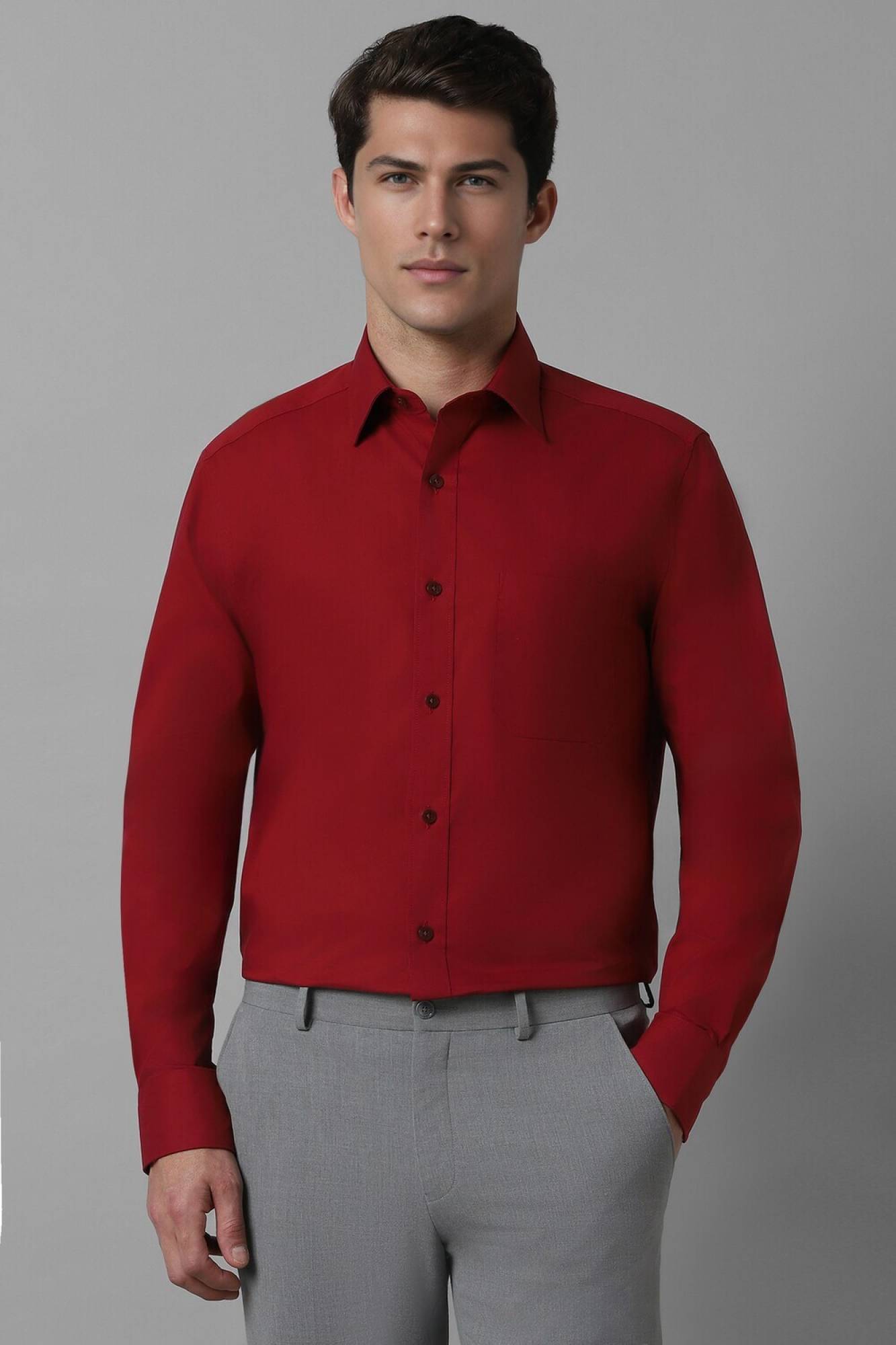 VERTUSY Cotton Blend Regular Fit Solids Full Sleeves Men's Casual Shirt - Red ( Pack of 1 ) VERTUSY Cotton Blend Regular Fit Solids Full Sleeves Men's Casual Shirt - Red ( Pack of 1 )