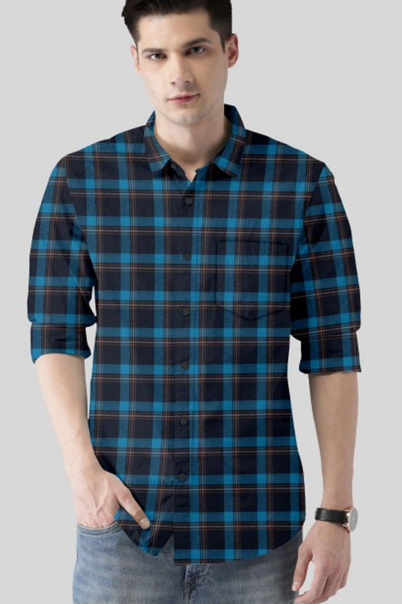 VTEXX Cotton Blend Regular Fit Checks Full Sleeves Men's Casual Shirt - Blue ( Pack of 1 )     			VTEXX Cotton Blend Regular Fit Checks Full Sleeves Men's Casual Shirt - Blue ( Pack of 1 )
