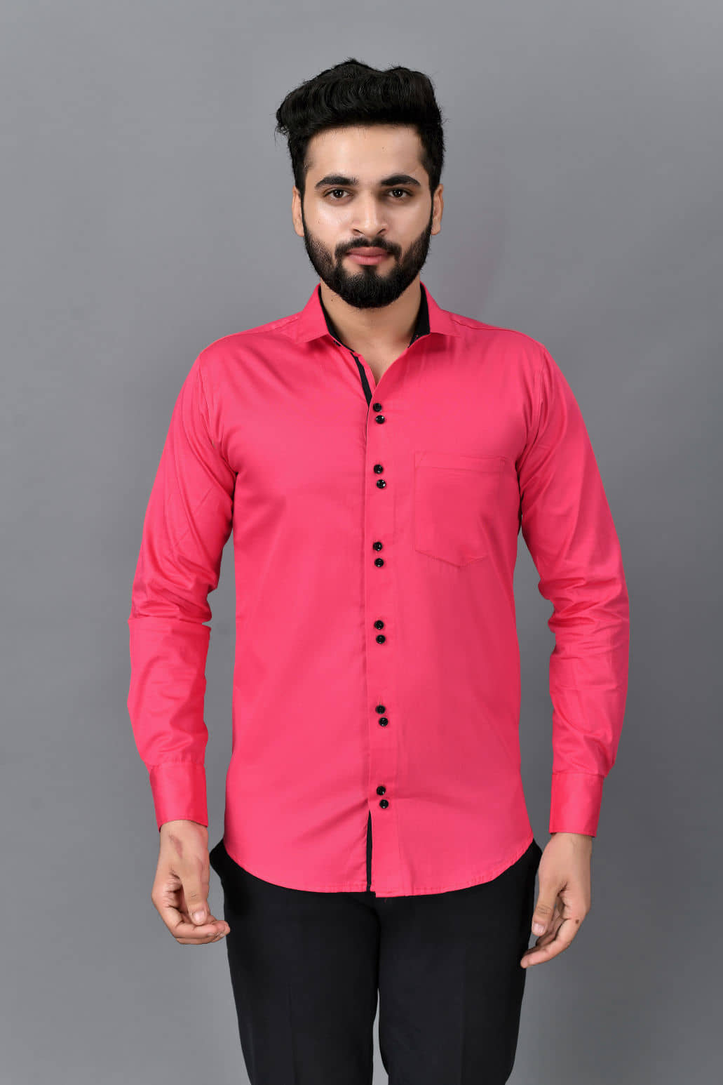 VTEXX Cotton Blend Regular Fit Solids Full Sleeves Men's Casual Shirt - Pink ( Pack of 1 )