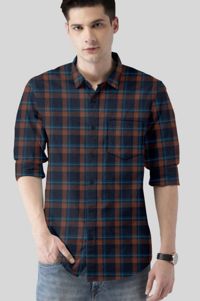 VTEXX Cotton Blend Regular Fit Checks Full Sleeves Men's Casual Shirt - Brown ( Pack of 1 ) VTEXX Cotton Blend Regular Fit Checks Full Sleeves Men's Casual Shirt - Brown ( Pack of 1 )