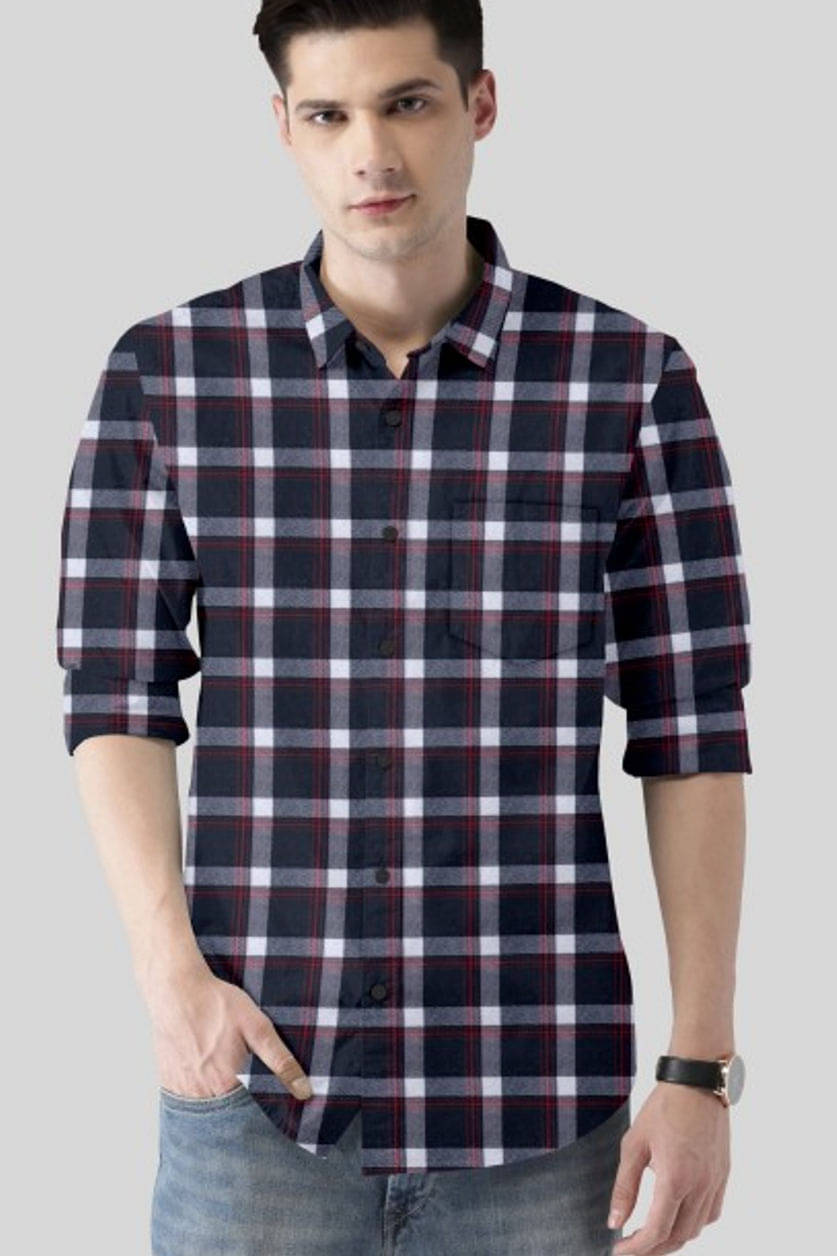     			VTEXX Cotton Blend Regular Fit Checks Full Sleeves Men's Casual Shirt - White ( Pack of 1 )