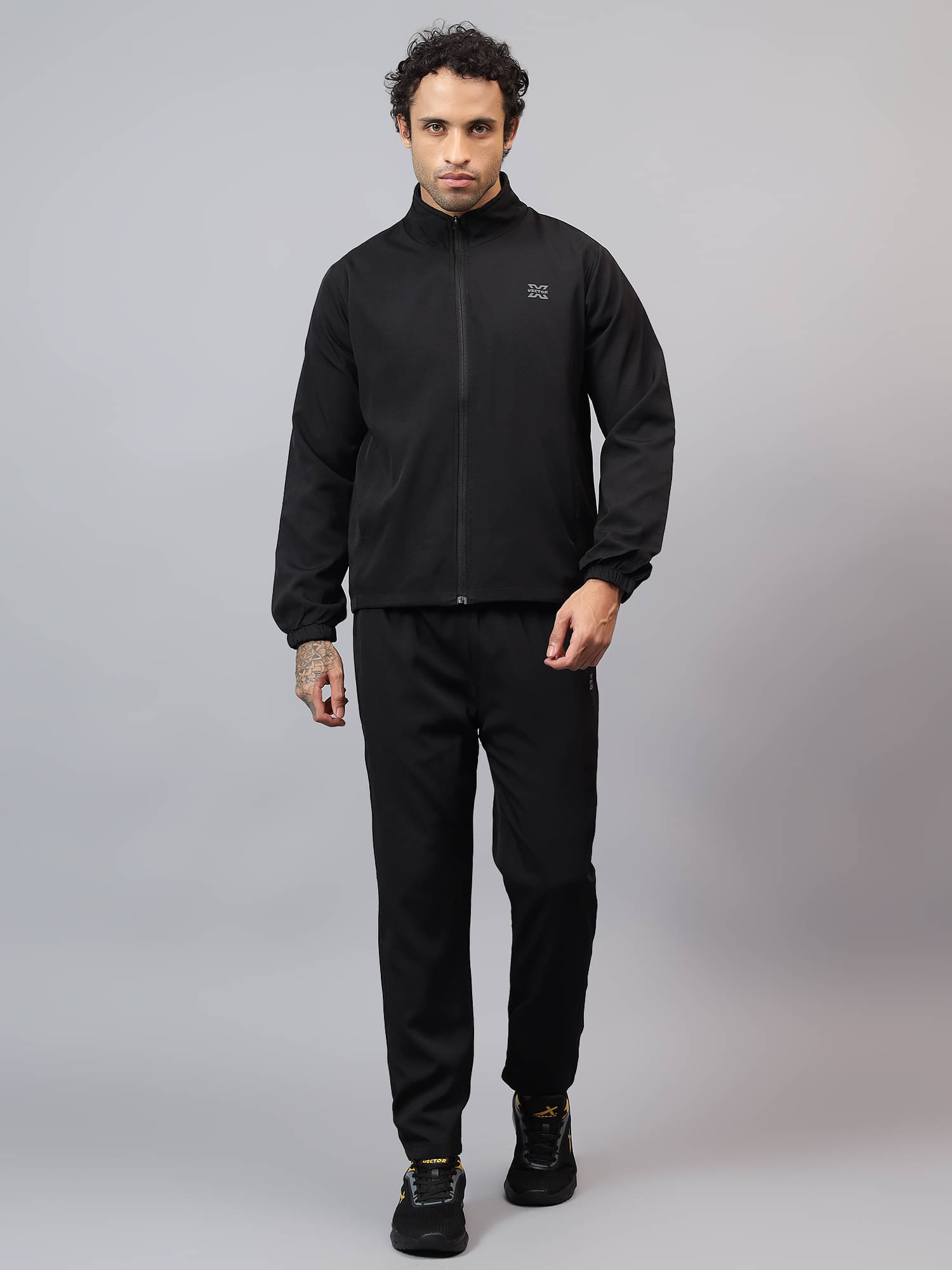 Vector X Black Polyester Regular Fit Solid Men's Sports Tracksuit ( Pack of 1 ) Vector X Black Polyester Regular Fit Solid Men's Sports Tracksuit ( Pack of 1 )