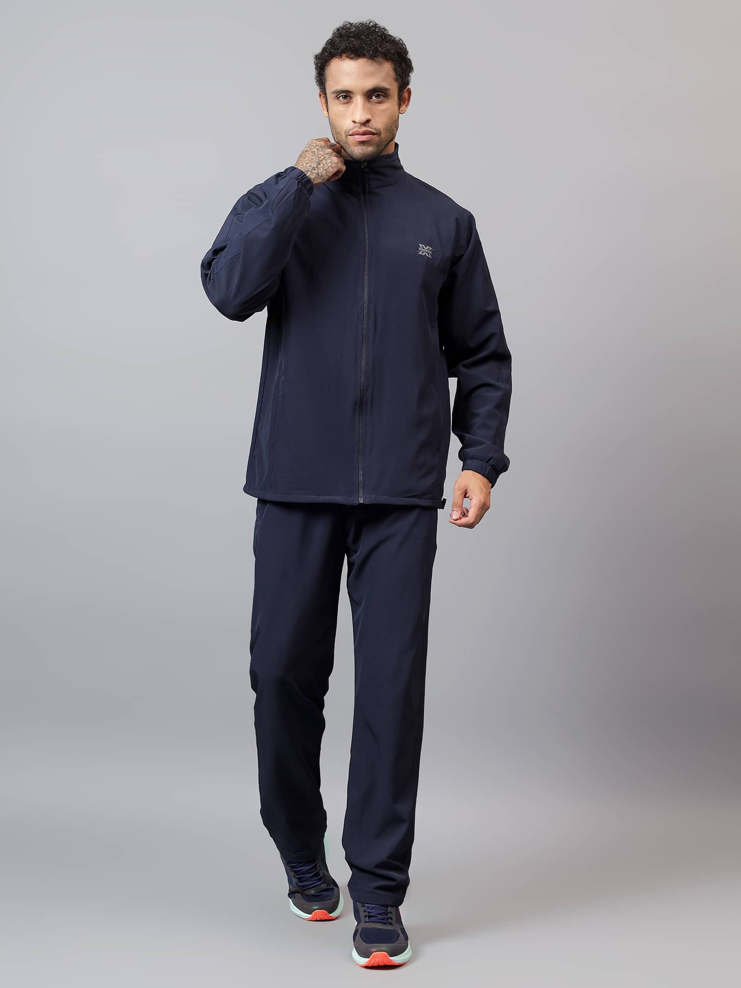 Vector X Navy Polyester Regular Fit Solid Men's Sports Tracksuit ( Pack of 1 ) Vector X Navy Polyester Regular Fit Solid Men's Sports Tracksuit ( Pack of 1 )