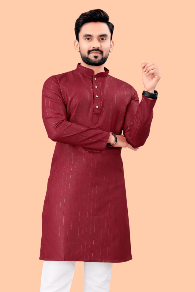 YUG ART Maroon Cotton Men's Regular Kurta ( Pack of 1 )     			YUG ART Maroon Cotton Men's Regular Kurta ( Pack of 1 )