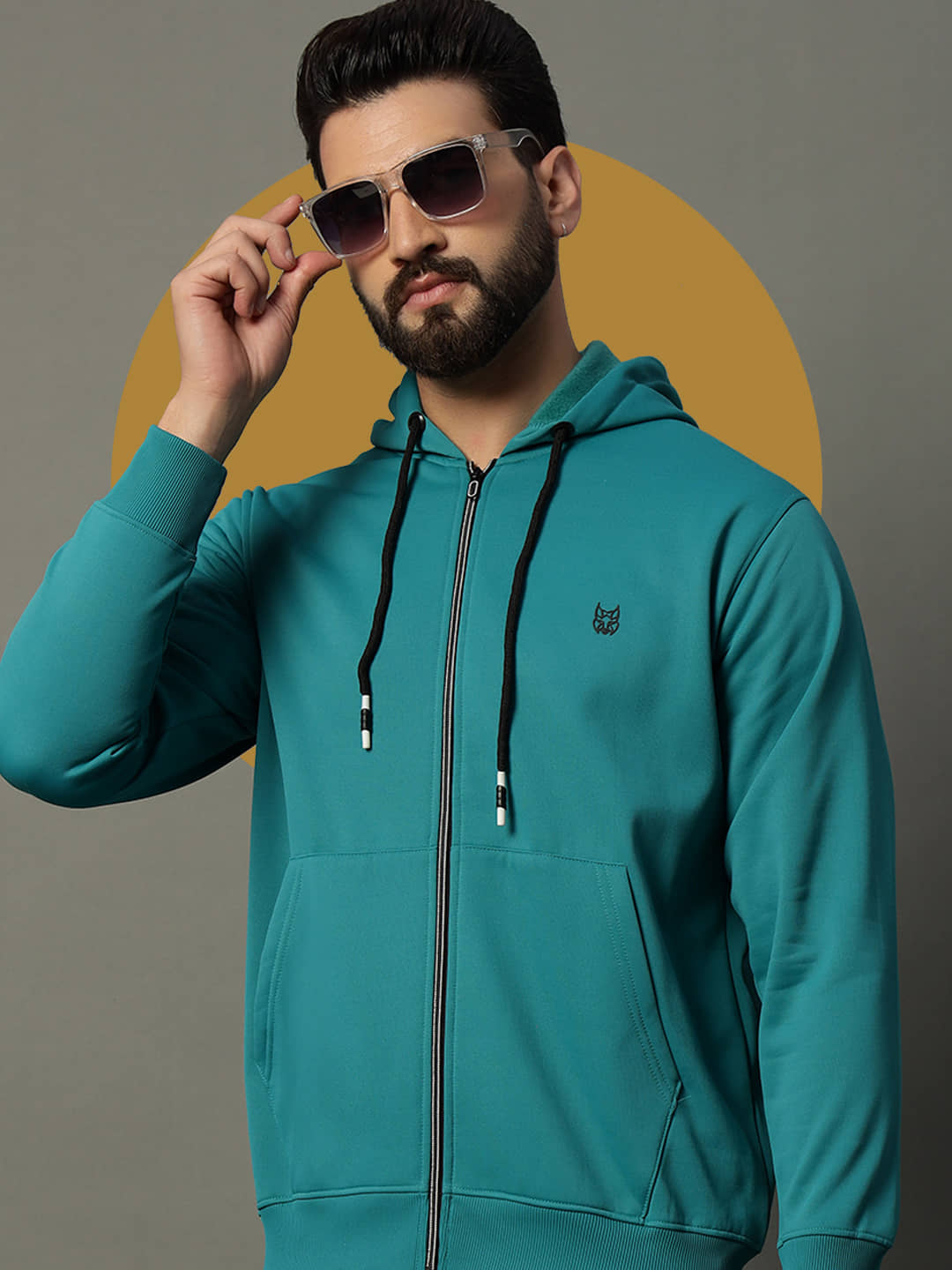 stelvin Cotton Blend Hooded Men's Sweatshirt - Teal ( Pack of 1 )