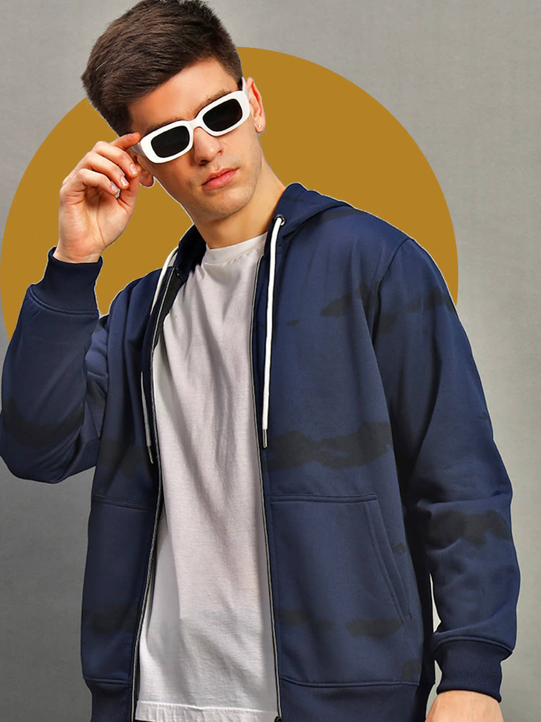 stelvin Cotton Blend Hooded Men's Sweatshirt - Navy Blue ( Pack of 1 )