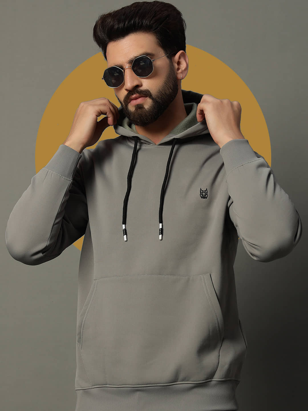 stelvin Cotton Blend Hooded Men's Sweatshirt - Grey ( Pack of 1 )