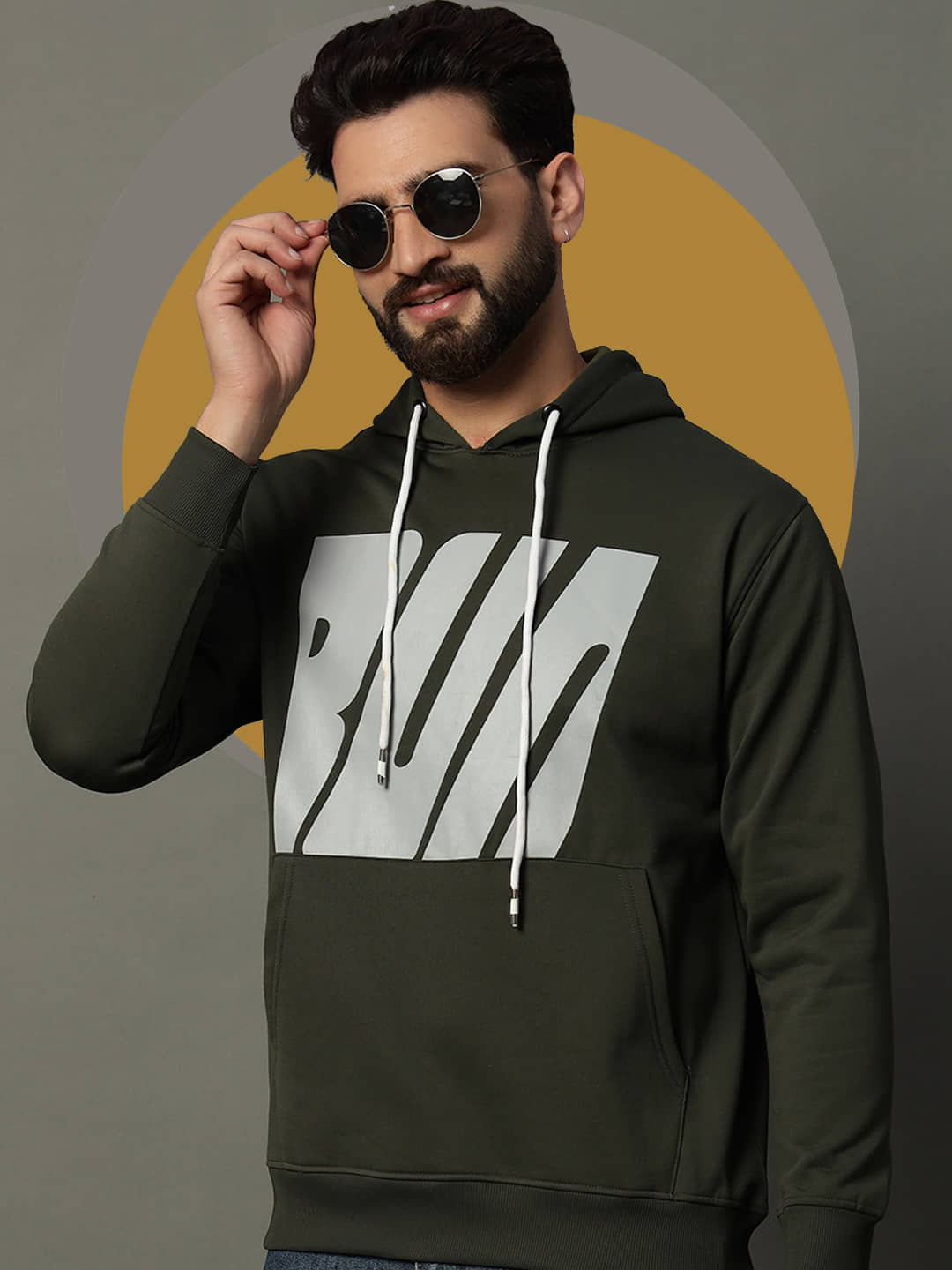stelvin Cotton Blend Hooded Men's Sweatshirt - Green ( Pack of 1 )