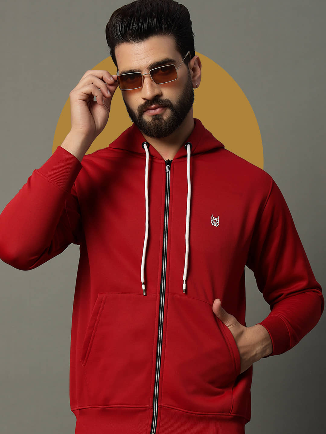 stelvin Cotton Blend Hooded Men's Sweatshirt - Red ( Pack of 1 )