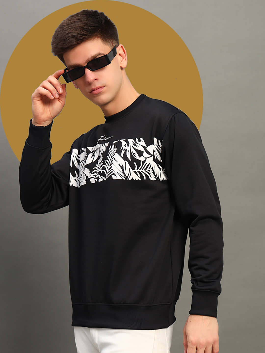 stelvin Cotton Blend Round Neck Men's Sweatshirt - Black ( Pack of 1 )