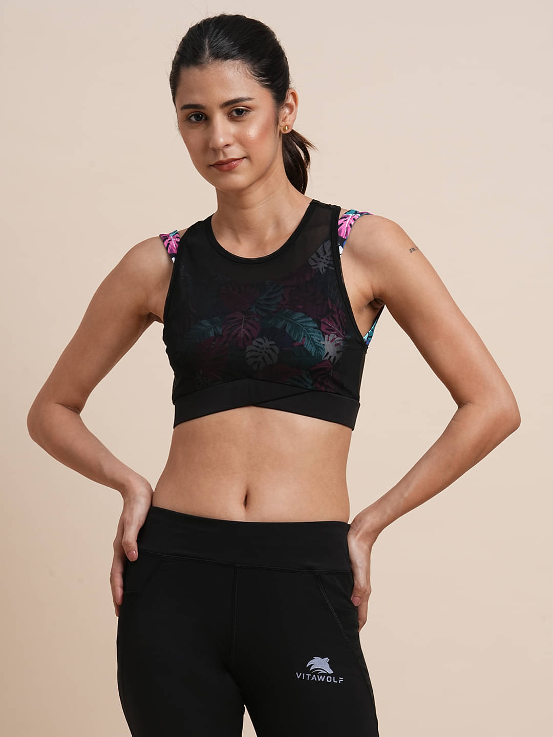     			vitawolf Black Polyester Non Padded Women's Sports Bra ( Pack of 1 )