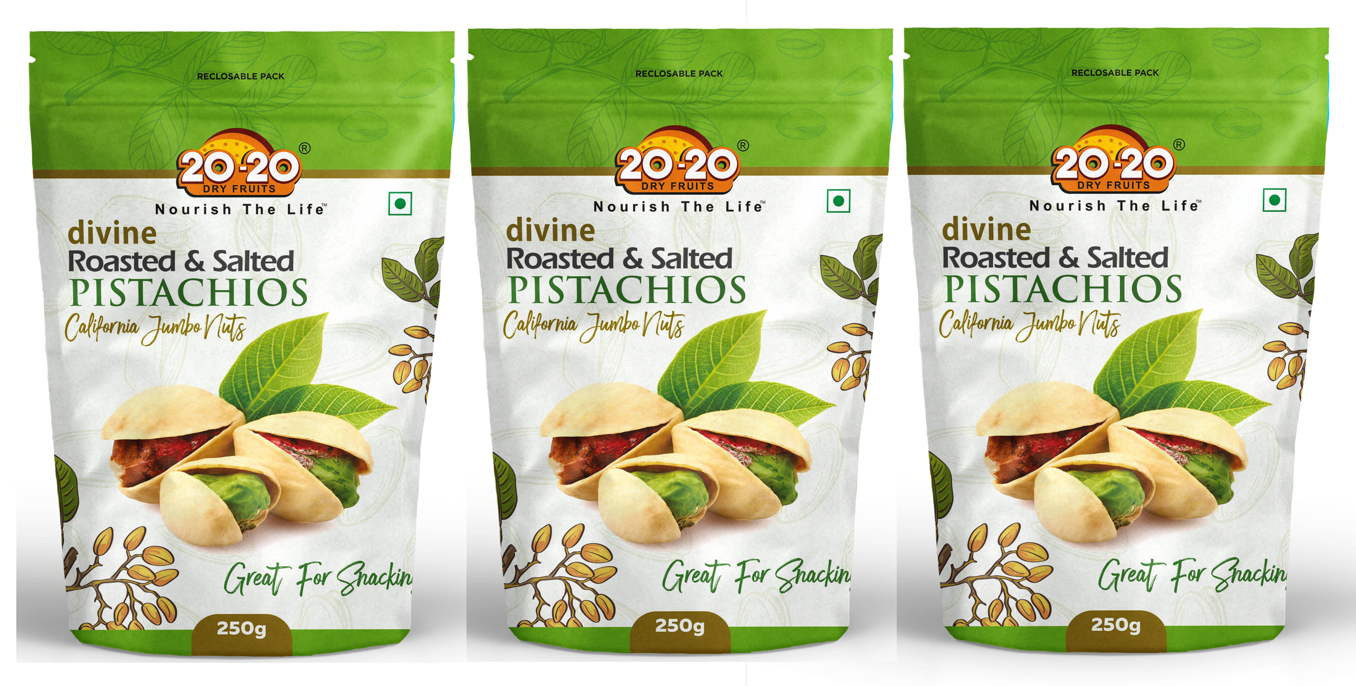 20-20 Dry Fruits Pistachio Nut (Pista) 250 g Each Pack of 3 20-20 Dry Fruits Pistachio Nut (Pista) 250 g Each Pack of 3