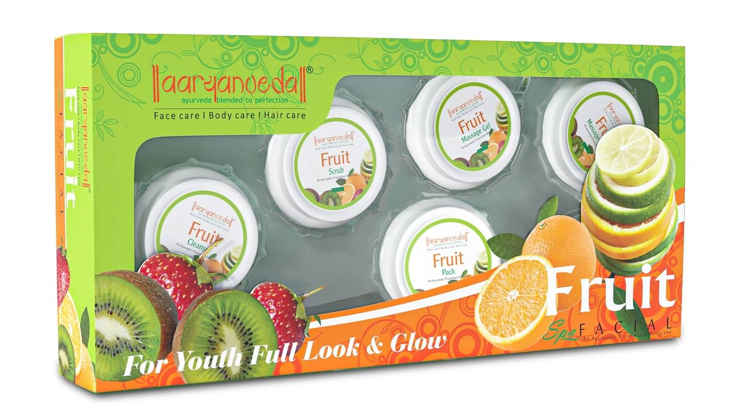    			Aaryanveda Fruit Facial Kit 5 Steps ,Complete Skin Rejuvenation, Brightening & Hydration,210g (Pack of 1)