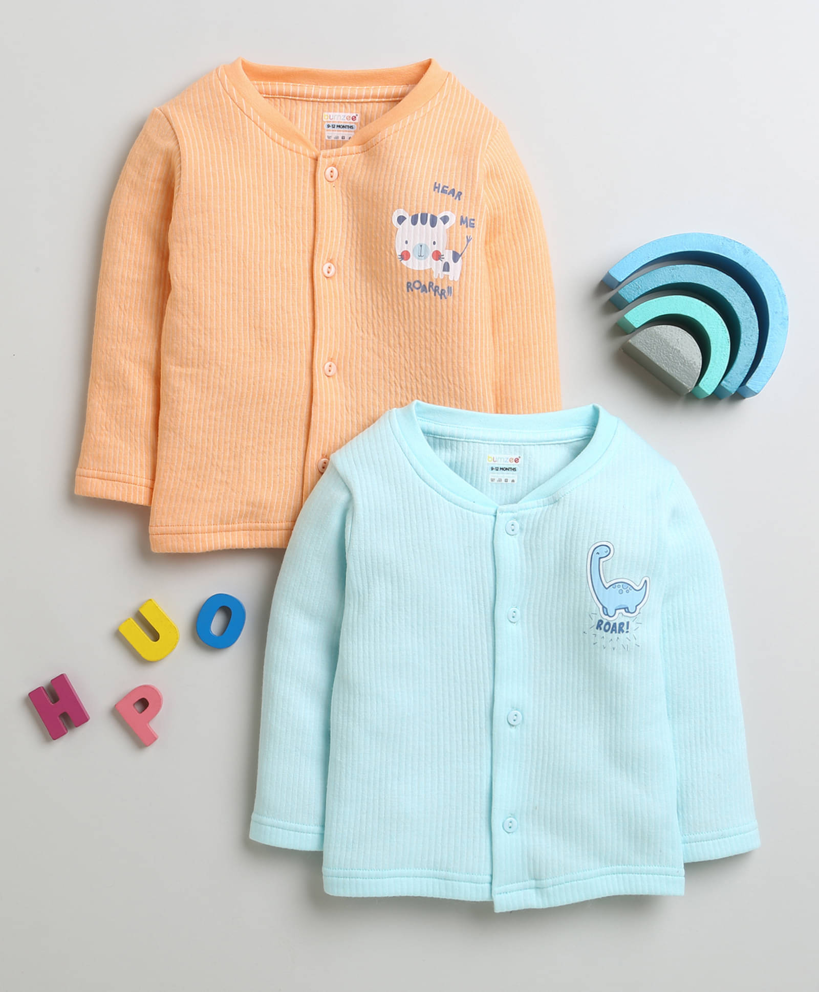     			BUMZEE Pack of 2 Baby Boys Cotton Blend Thermal Top ( Orange )