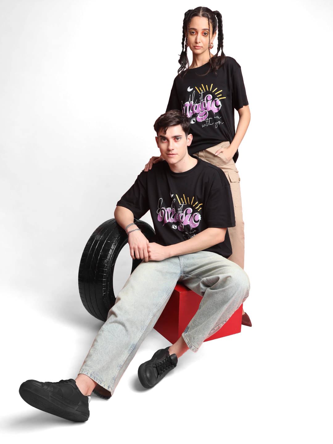     			Bene Kleed Unisex Printed Extended Sleeves Raw Edge T-shirt