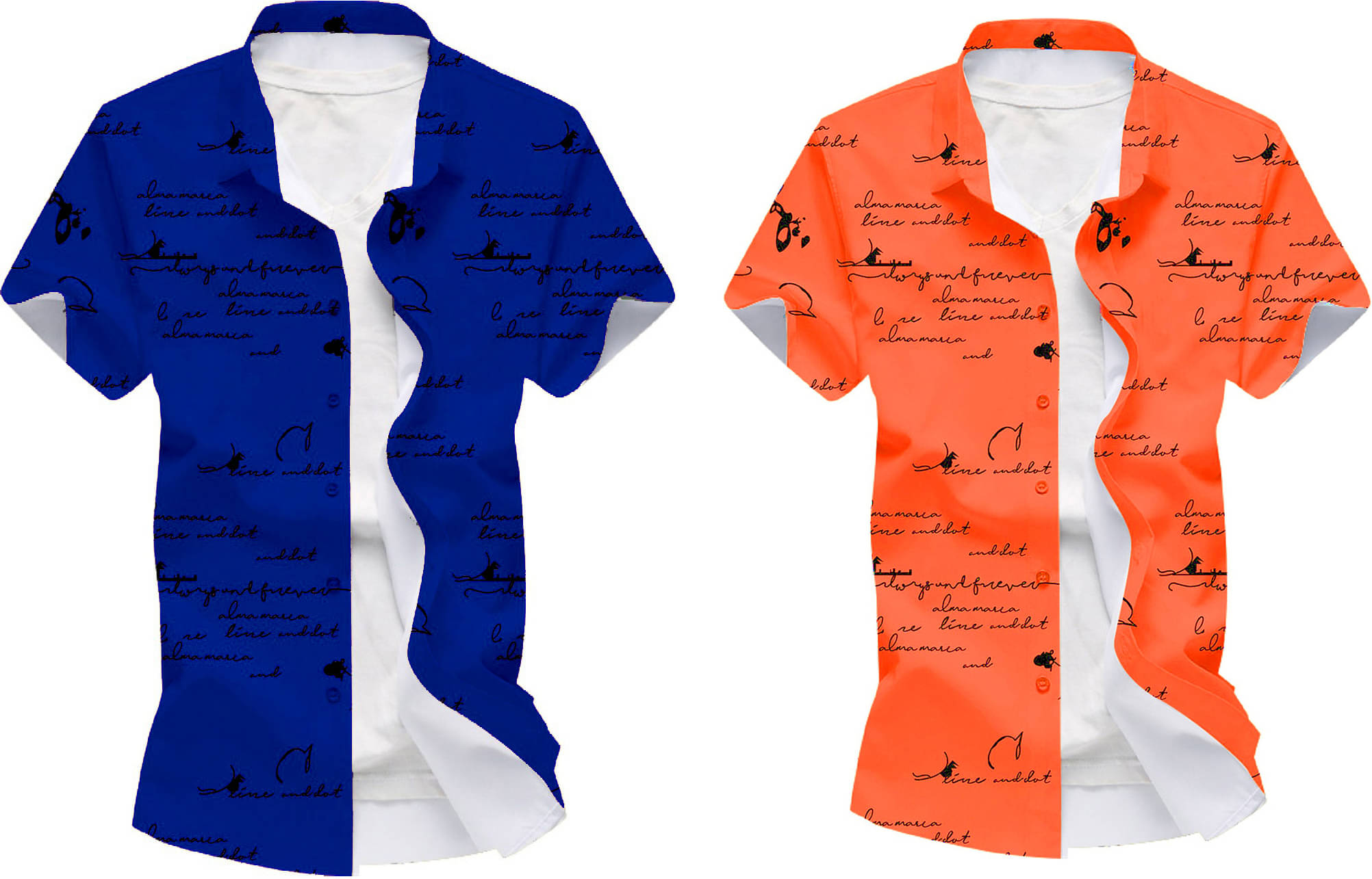     			Blue dove Elastane Regular Fit Printed Half Sleeves Men's Casual Shirt - Orange ( Pack of 2 )